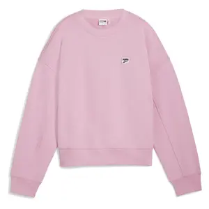 PUMA Womens Downtown Re:Collection Oversized Crew Neck Sweatshirt Casual - Pink