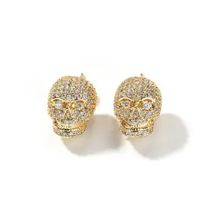 Iced Out Skull Stud Earrings - 5A+ Zircon Hiphop Jewelry for Men