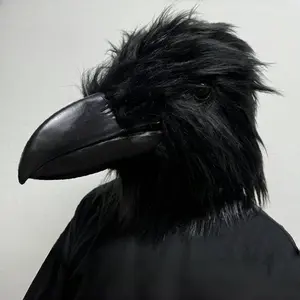 Adult Funny Bird Mask Black Doctor Scary Latex Raven Horror Beak Cosplay Prop for Halloween Masquerade Joker Crow Costume Accessory