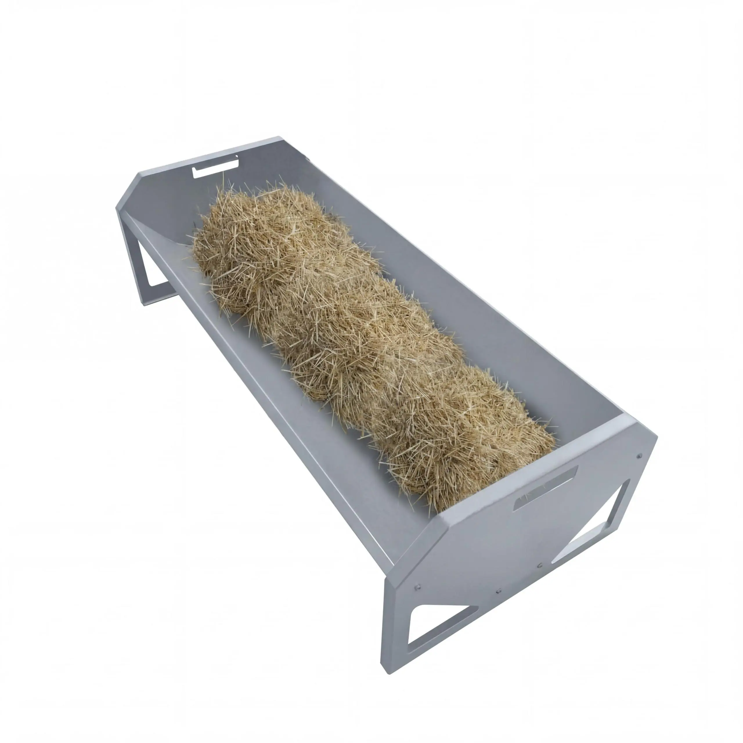 GARVEE 22 Gallon Capacity Livestock Feeder, 45" Hay Feeder for 10 Sheep Once, Heavy Duty Steel Livestock Feeding Trough for Horse, Goat, Sheep, Cattle, Cow, Alpaca, Silver