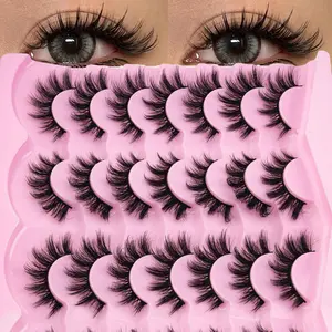 14 Pairs Spiky Manga Anime False Eyelashes Wispy Fluffy Cluster Strip Lashes 3D Layered Spiky Segmented Lashes Thin Soft Cotton Band Natural Big Doll Eye Lashes Lightweight Cartoon Cosplay Eye Lash Extensions For Daily Sweet Kawaii Makeup Halloween