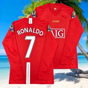 07-17 #7 Home and Away Red/Purple/Blue/White Ronaldo Long-Sleeve Retro Jersey