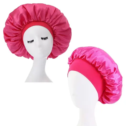 Women's Fashion Bonnet Solid Color Wide Tails Elastic Silk Smooth Tiny Tie Sports Daily Home Casual Hair Hat Sleep