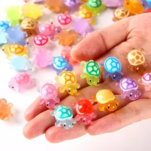 30pcs Mini Resin Turtles Luminous Tiny Turtle for Crafts Dollhouse Miniatures Mini Resin Things Animals for Fairy Garden Micro Landscaping Decoration Home Decor(random color)