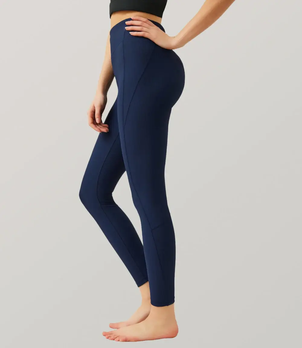 Aarya Women's Stretchy High Waist Leggings - 102 Rib Lycra Nylon Fabric, 4-Way Stretch, Tummy Control, Squat Proof, Chafe Free, Breathable, Elastic Fit, Leg-Lengthening, Plain Sporty Chic Yoga Wear, UPF 40+, All-Season Wear From Gym to Errands, Running