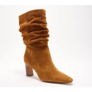Vince Camuto Leather or Suede Ruched Mid-Shaft Boots - Skylar