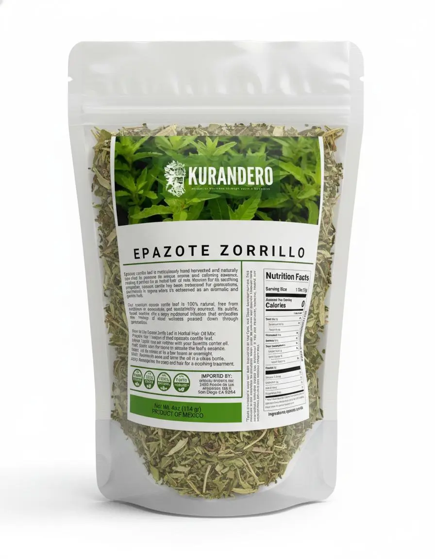 Kurandero Epazote Zorrillo 4 oz Dried Botanical for Traditional Herbal Use Sealed for Freshness and Quality in 4 oz Bag