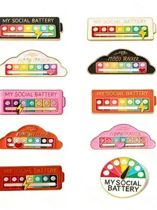 10 Piece Set Emotion Energy Pins, Neutral Social Energy Badges, Mood Slider Brooches, Ideal for Daily Wear and Holiday, Perfect Gift Accessory