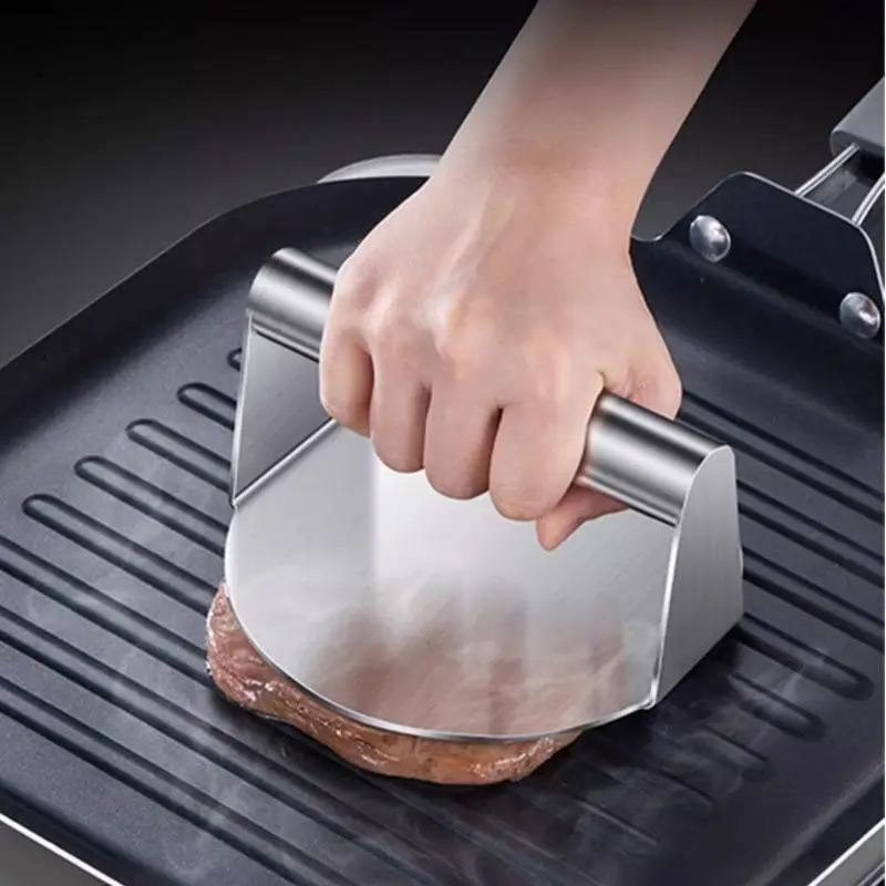 Stainless Steel Round Meat Press, Manual Burger Meat Press with Handle, Household Kitchen Gadgets, Kitchenware