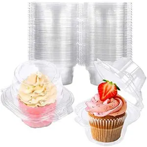 50 Pack Individual Cupcake Containers Plastic Cupcake Boxes Cupcake Holders Stackable Deep Dome Cupcake Carrier