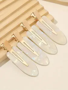 Simple Style Plain Color Acrylic Flat Hair Clips Set, V Shaped Clip, Casual Trendy Hair Clips, Fashionable Hair Accessories for Women & Girls