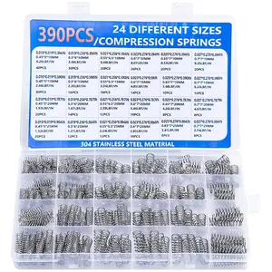 390 count Stainless Steel Compression Springs Assortment Kit, 24 Sizes of Springs for  Repairs, Smooth Surface in Separate Compartments Box, 7.5 x 4.7 x 1.2 in