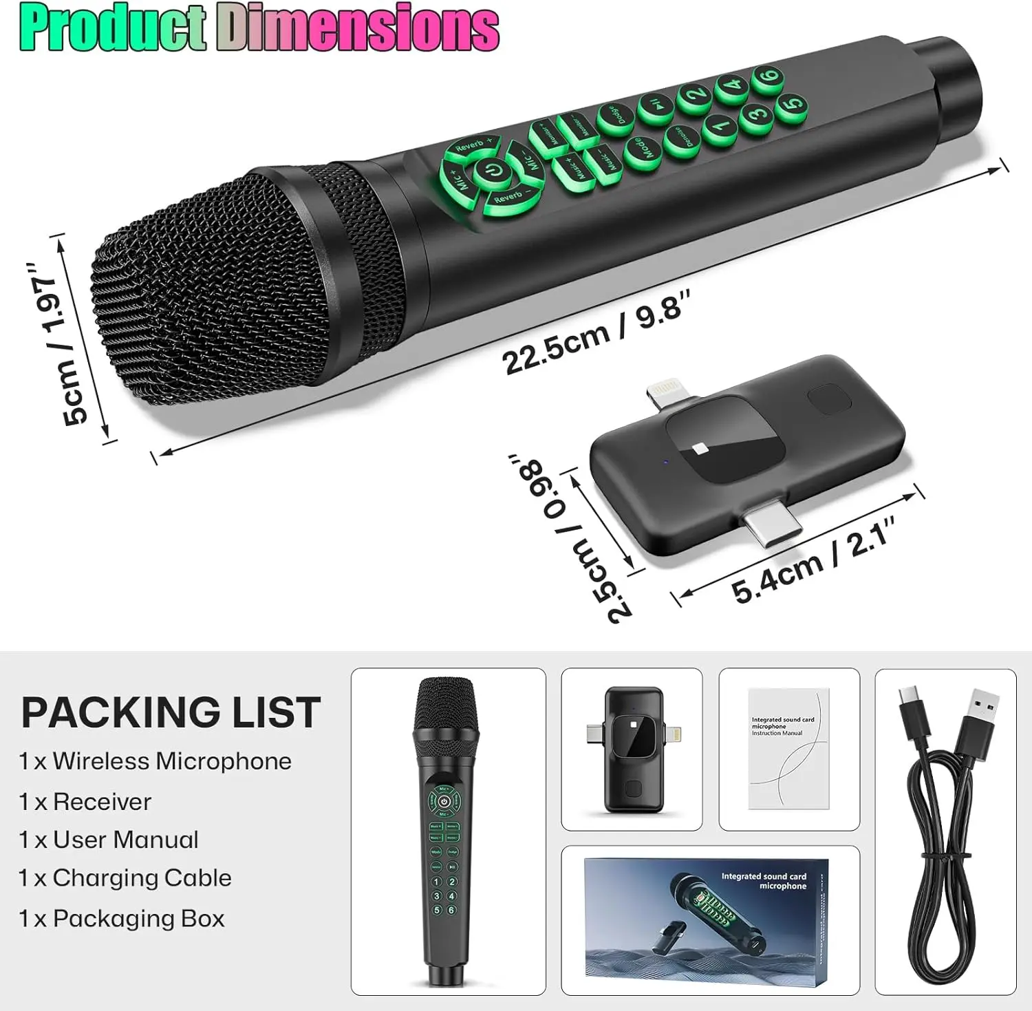 2-in-1 Handheld Microphone Live Sound Card with Bluetooth, Voice
