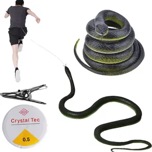 Fake Snake Prank Toy, Realistic Rubber Snake with String and Clip for Playing Jokes, Halloween Decorations, Jungle Party
