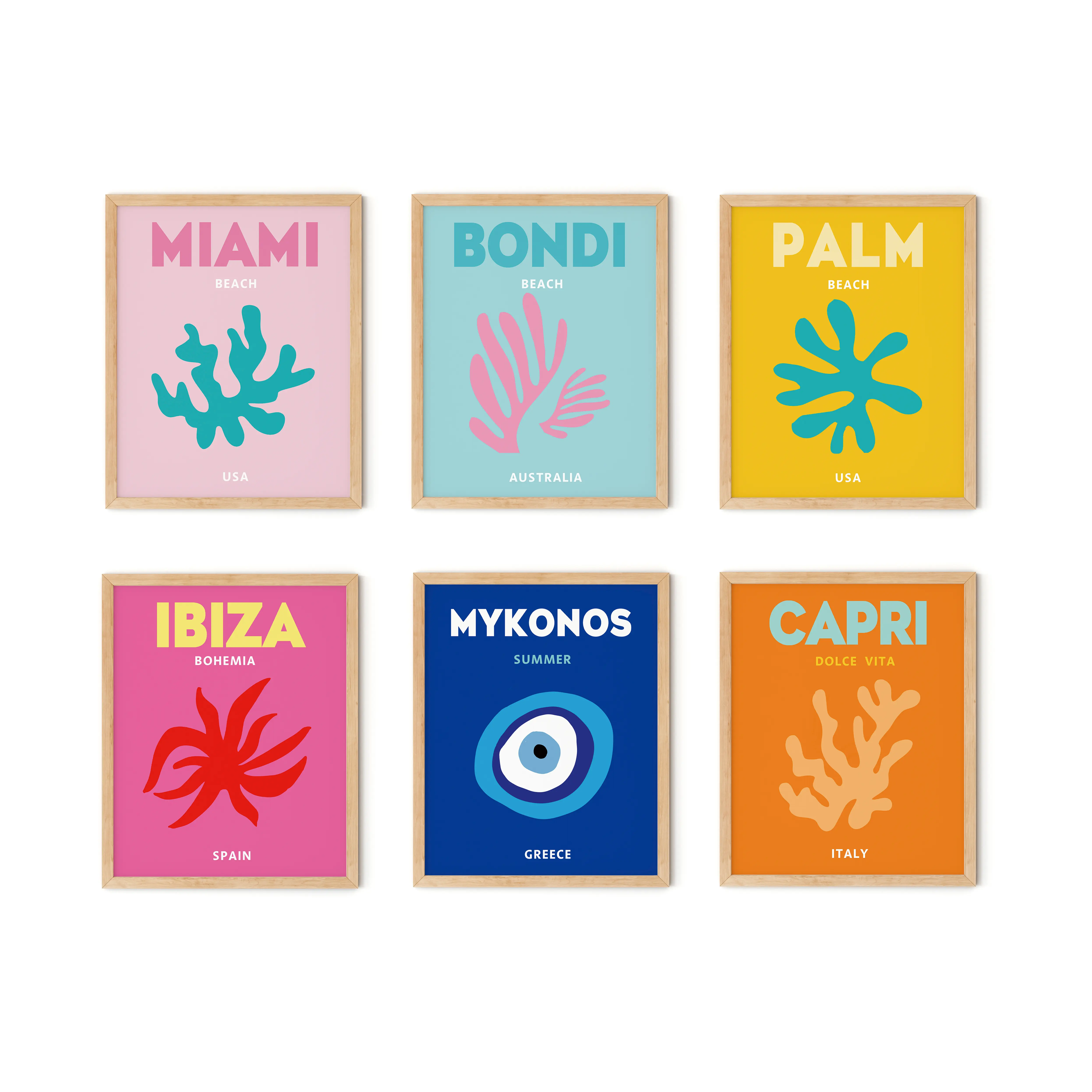 TwoDays Preppy Room Décor Aesthetic, Preppy Wall Decor, Preppy Travel Prints, Preppy Stuff, Preppy Things, Preppy Posters for Teen Girl Room (8" x 10"，Set of 6, UNFRAMED)