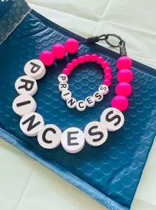 BFF Pet Collar in HOT PINK- Inspired by the popular friendship bracelets. Customize with your pets name. A matching oversized bracelet for you in included.