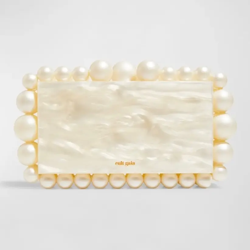Cult Gaia Eos Box Clutch in Pearl for rent