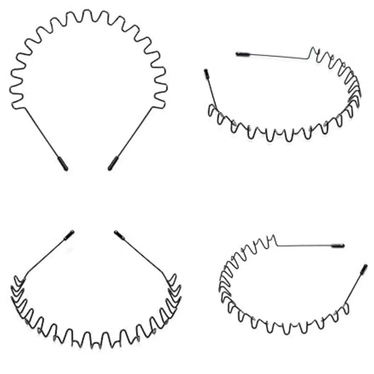 2 Pack Fashion Unisex Black Hairband Spring Wave Non Slip Sports Headwear Hair Hoop Hair Accessories (2 Pack)