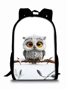Cute White Owl Print Single-layer Backpack