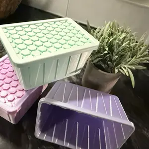 Mini Toes 3d printed - Colorful Storage Boxes with Hexagonal Pattern and Ventilation Slots for Organizing and Storing Items