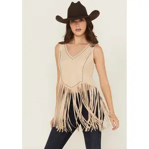 Monticello Fringe Faux Suede Studded Tank