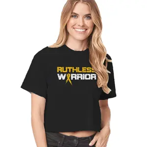 Women's Ruthless Warrior Gold Ribbon - Crop Top