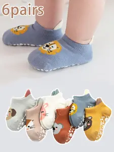Boy's Cartoon Animal Print Ankle Socks, Comfortable Breathable Non-slip Socks for Infant Toddler, Baby's Socks & Hosiery for Daily Wear, Soft Comfy Socks