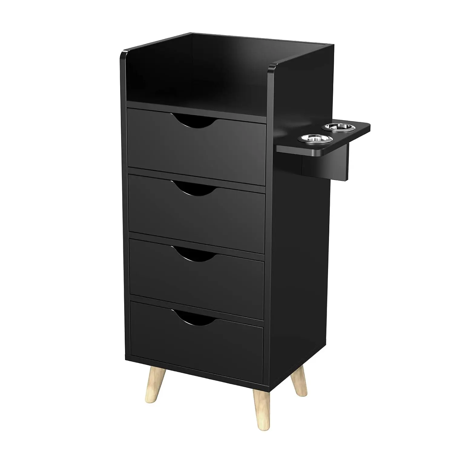 OmySalon Sturdy 4-Layer Commercial Salon Storage Cabinet - Beauty Barber Styling Station Organizer with 2 Hair Dryer Holders, 4 Drawers, Raised Table Legs, Adjustable Compartments, 15"l x 11.8"w x 31.9"h for Beauty Tools, Assembly Required, Bathroom, Barb