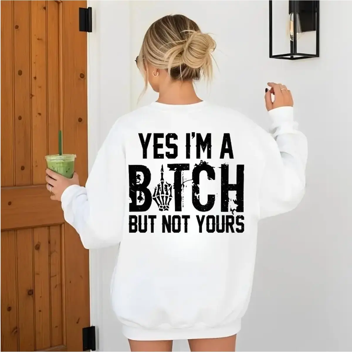 Yes I’m a B1tch But Not Yours Sweatshirt – Funny Sassy Quote Crewneck, Attitude Graphic Sweater, Unisex Cotton Fleece Sweatshirt
