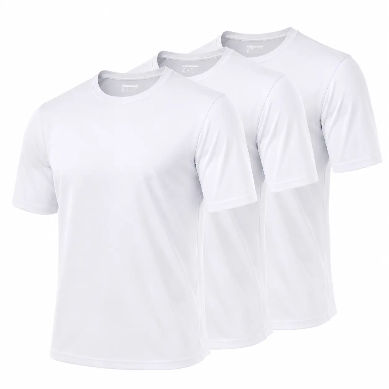 3 pc White T-Shirt, Short Sleeve Crew Neck Tee (Light  and thin)