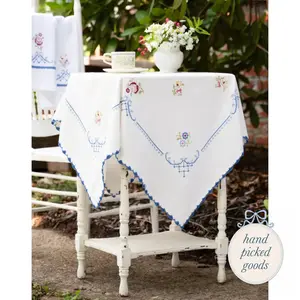 Folklore Cross Stitch Embroidered Tea Cloth