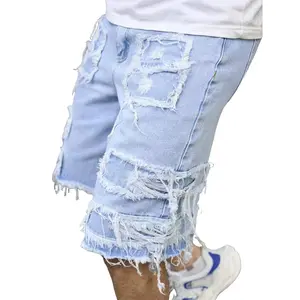 Raw Hem Denim Shorts with Rips – Edgy Urban Casual Warm-Weather Essential