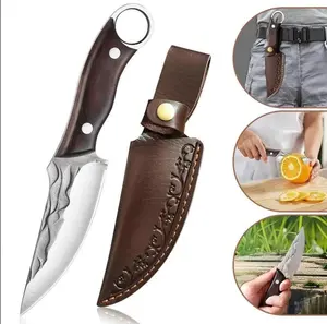 Stainless Steel Kitchen Knife with Sheath, Hand-Forged Stainless Steel, Thickened Design,Exquisite High-Hardness Vegetable&Fruit Knife,Kitchen Accessory for Camping&Barbecue,with Cutting Function,Suitable for Kitchen,Outdoor Camping, and Cooking Blade