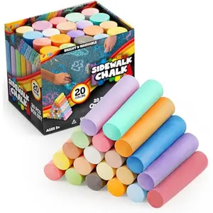 20 PCS Washable Sidewalk Chalks Set in 20 Colors, Non-Toxic Jumbo Colored Chalk for Kids, Painting for Outdoor Games, School Supplies, Painting on Chalkboard