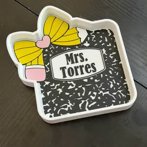 Personalized Teacher Trinket Tray | Custom Name Desk Tray | Cute Teacher Desk Organizer