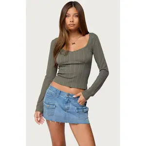 Edikted Women's Beatrix Lacey Ribbed Top