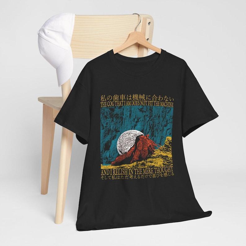 The Cog That I Am T-Shirt – Vintage Japanese Hermit Crab Graphic Tee for Unique Casual Style