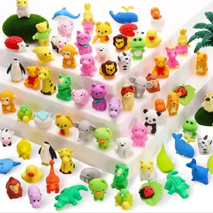 Random Animal Erasers Desk Pets, Pencil Erasers Bulk, Puzzle Gifts, Treasure Box, Easter Egg Fillers, Goodie Bag Stuffers, Party Favors