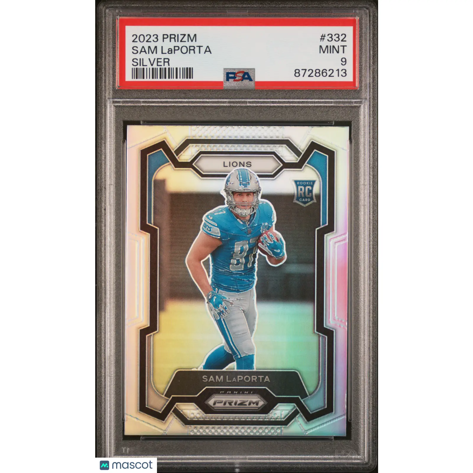 2023 Panini Prizm Sam LaPorta #332 Silver Prizm (RC) PSA 9 Detroit Lions
