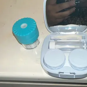 Contact Lens Case with Cleaner Washer, Pocket-Size Travel Contact Lens Applicator and Removal Tool Kit with Mirror, Contact Lens Storage Box for Home and Travel Essentials, Lens Cleaning