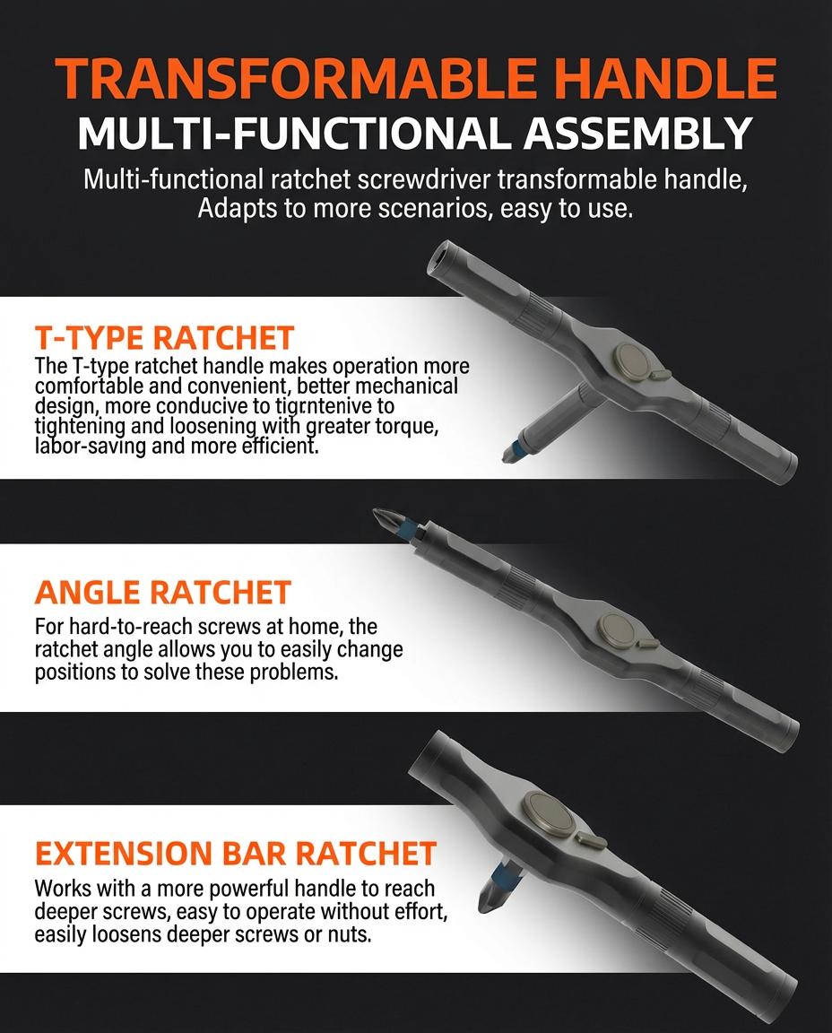 24 in 1 Magnetic Ratchet Screwdriver Set, Pocket Portable Hand Tools, DIY Compact Home Repair Tool Box with Interchangeable Bits, Switchable Multi-Tool Kit