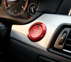 Premium Aluminum Engine Start Stop Button Cover Trim, Custom-Fit Car Interior Kit, Easy Peel & Stick Anti-Scratch Interior Mod for Car Decorations