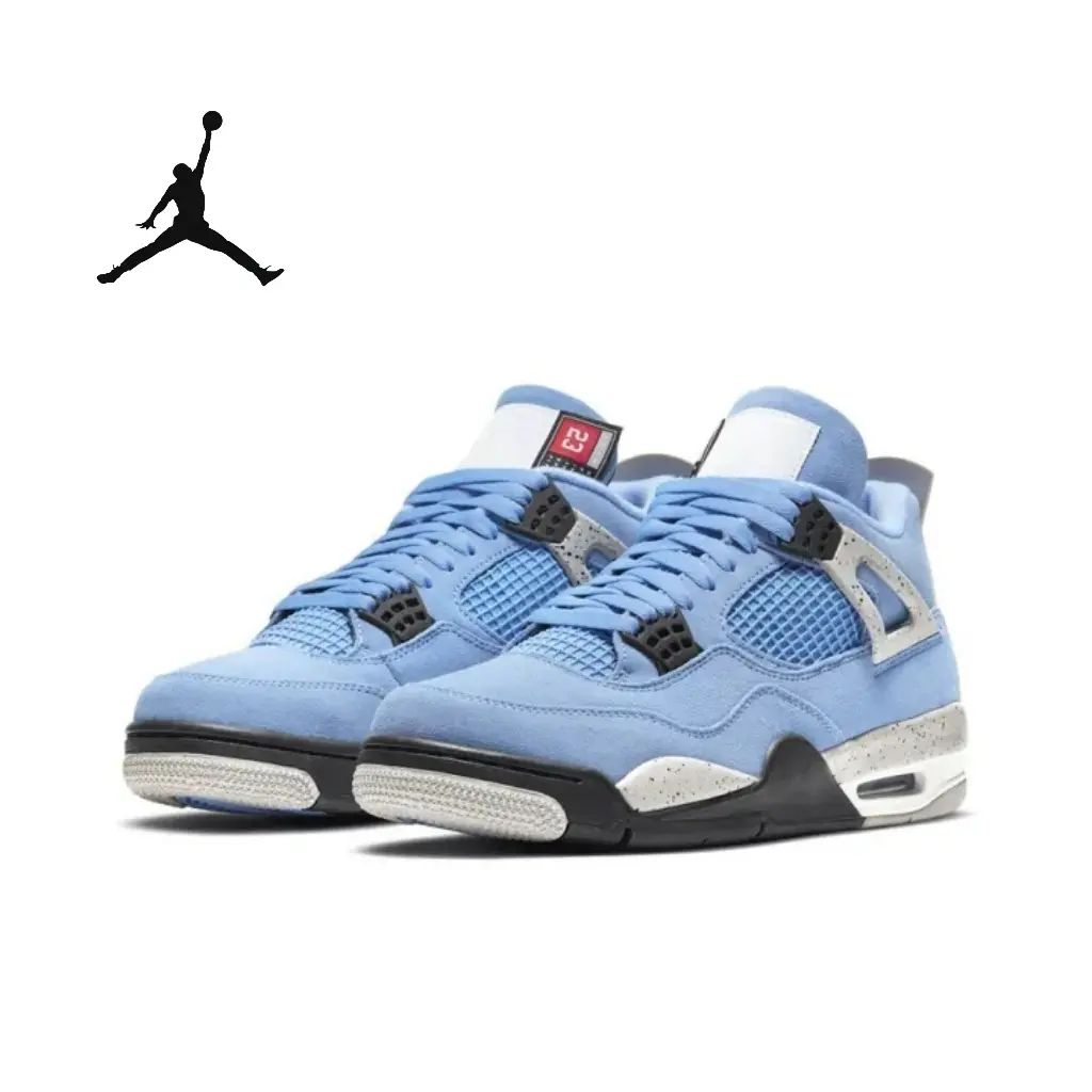 Unisex High Top Basketball Shoes UNC Blue Suede Upper Grey Speckle Trim 23 Tongue Tag Black Buckle Classic Retro Visible Air Midsole Non Slip Durable Breathable Mesh Grid for Basketball Gym Training Daily Casual Outdoor Wear Sneakers