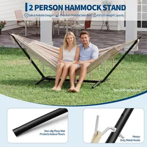 Soporte para Hamaca de 274 cm (9 FT), Estructura de Acero Ajustable de Alta Resistencia, Capacidad de 204 kg, Resistente a la Intemperie y Corrosión, Montaje Rápido para Jardín y Terraza, Negro