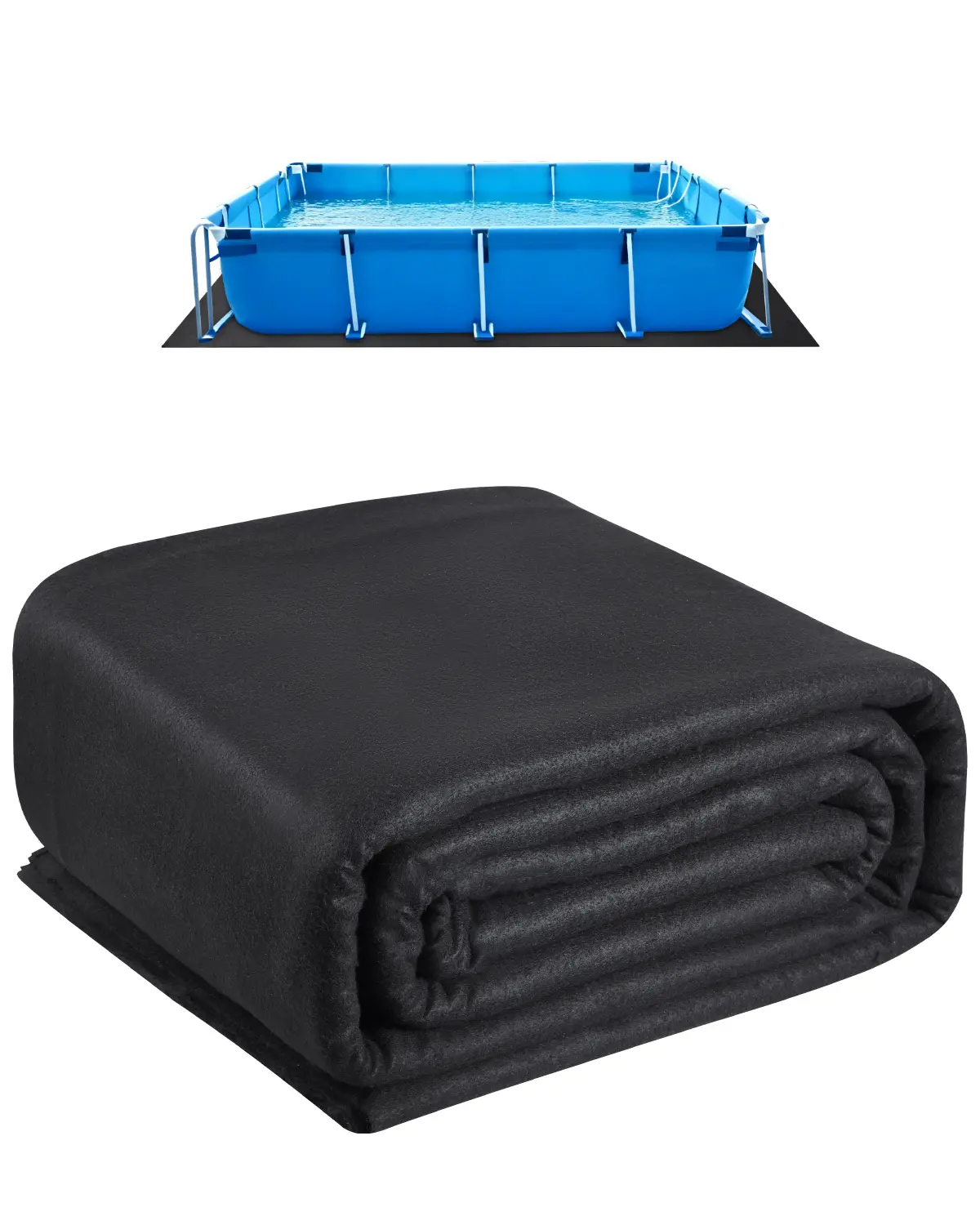 VEVOR 12x24 ft Rectangular Backyard Pool Liner Pad, Pool Accessories, Extra-Thick Recycled Non-Woven Geotextile Underlayment, Durable Puncture-Proof Weed Block Layer