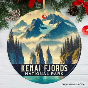 Majestic Kenai Fjords National Park Ornament, Alaska Coastal Wilderness Christmas Gift and Traveler Souvenir