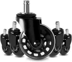 Office Chair Caster Replacement Wheel for Hardwood Floor and Carpet, Heavy Duty Universal Floor Safe Caster Set of 5,Rubber Wheels Office Chair to Replace Office Chair mats,fits 98% Chairs