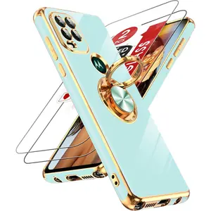 for  G Stylus 5G 2021 Case: with Tempered Glass Screen Protector [2 Pack] 360? Rotatable Ring Holder  Kickstand,  Rose  Edge Motorola G Stylus 5G 2021 Case, Mint