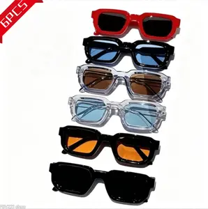 6 Pack Retro Square Sunglasses for Men Women Vintage Thick Frame Shades in Multi-Colors for Streetwear Daily Comfortable Durable Lightweight Classic Square Shape outdoorfun