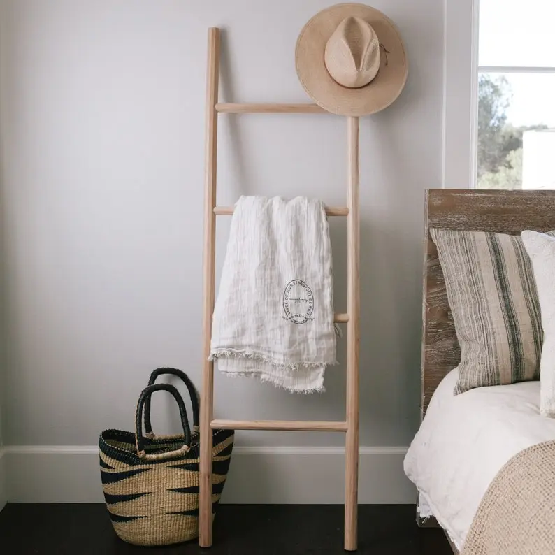 Modern Blanket Ladder，Wooden Blanket Ladder Shelf，Farmhouse Decor to Use for Throw，Towel Ladder，Quilt or Towel Rack，Boho Blanket Storage